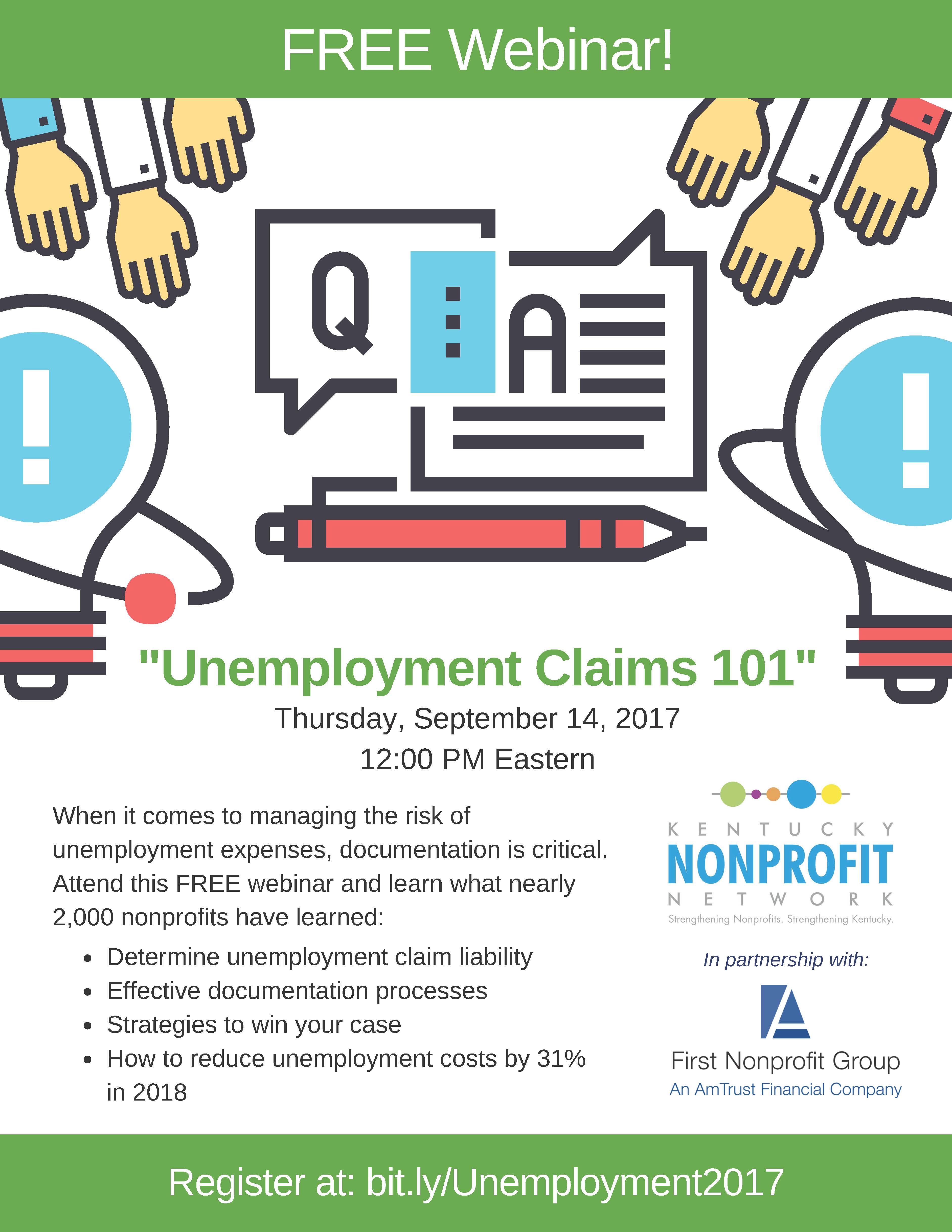 FREE Webinar Unemployment Claims 101 Kentucky Nonprofit Network